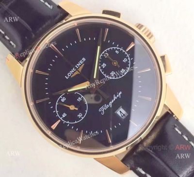 Swiss 7750 Longines Flagship Black Face Gold Watch